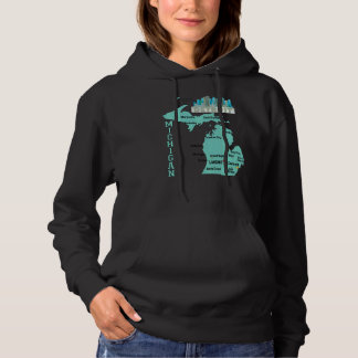 Michigan Karte der wichtigsten Städte mit City Sky Hoodie
