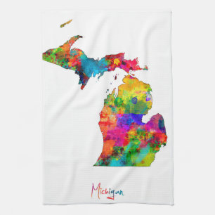 Michigan-Karte Geschirrtuch