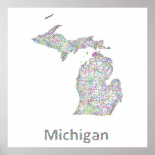 Michigan-Karte Poster
