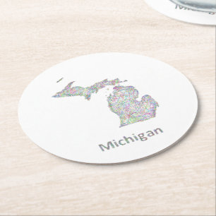 Michigan-Karte Runder Pappuntersetzer