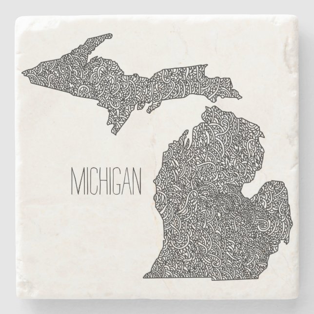 Michigan-Karte Steinuntersetzer (Vorderseite)
