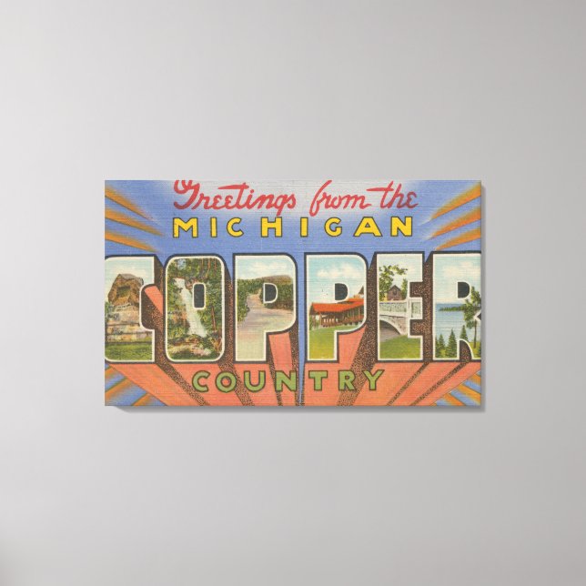 Michigan (Kupfer-Landkreis) - Große Buchstabenszen Leinwanddruck (Vorderseite)