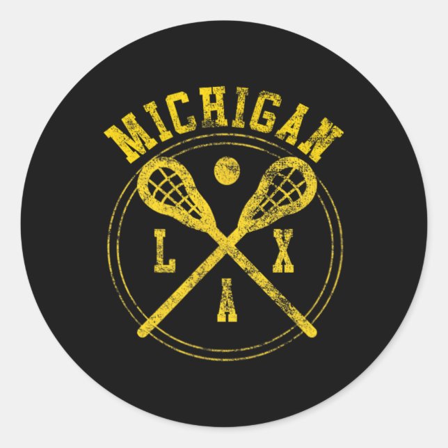 Michigan Lacrosse Lax Logo Runder Aufkleber (Vorderseite)