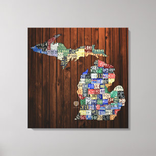 Michigan-Landkreis-Lizenz-Platten-Karte Leinwanddruck