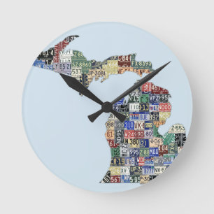 Michigan Landkreises License Plate Art Wall Clock Runde Wanduhr