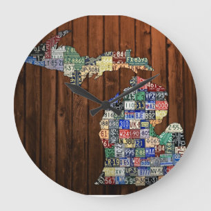 Michigan Landkreises License Plate Map Clock Große Wanduhr