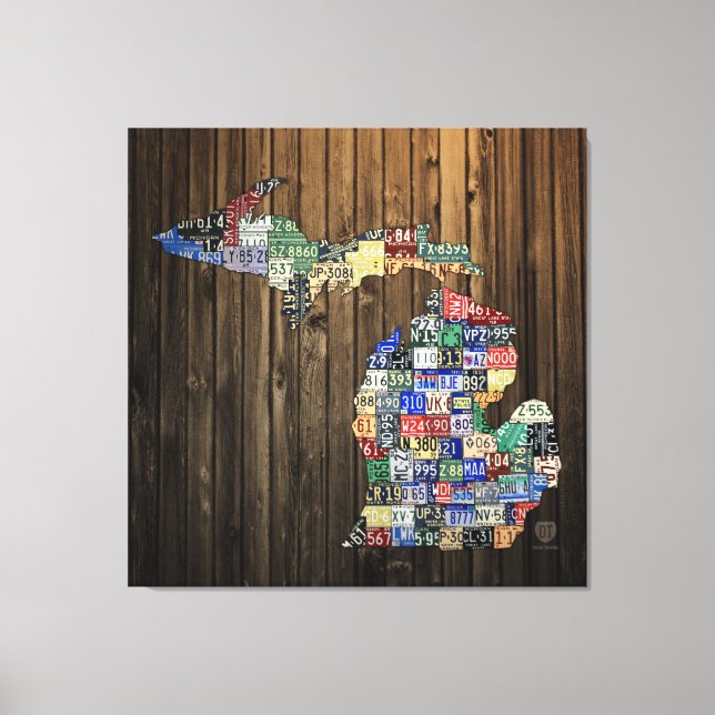 Michigan Landkreises License Plate Map Leinwand 20 (Vorderseite)