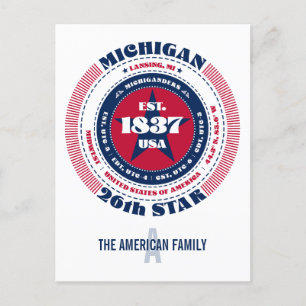 Michigan, Lansing, MI, Patriotic, Monogramm Postkarte