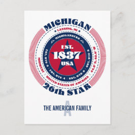 Michigan, Lansing, MI, Patriotic, Monogramm Postkarte