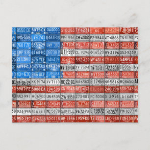 Michigan License Plate Flag USA Postcard Postkarte