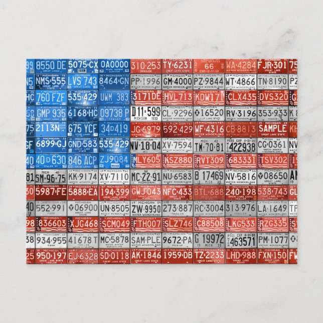 Michigan License Plate Flag USA Postcard Postkarte (Vorderseite)