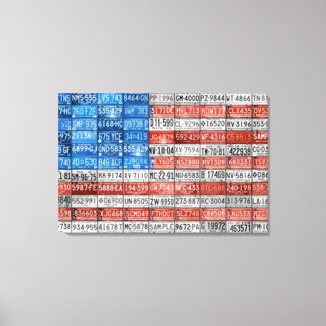 Michigan License Plate Flag USA Wrapped Canvas Leinwanddruck (Vorderseite)