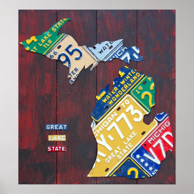Michigan License Plate Map 2017 Poster (Vorne)