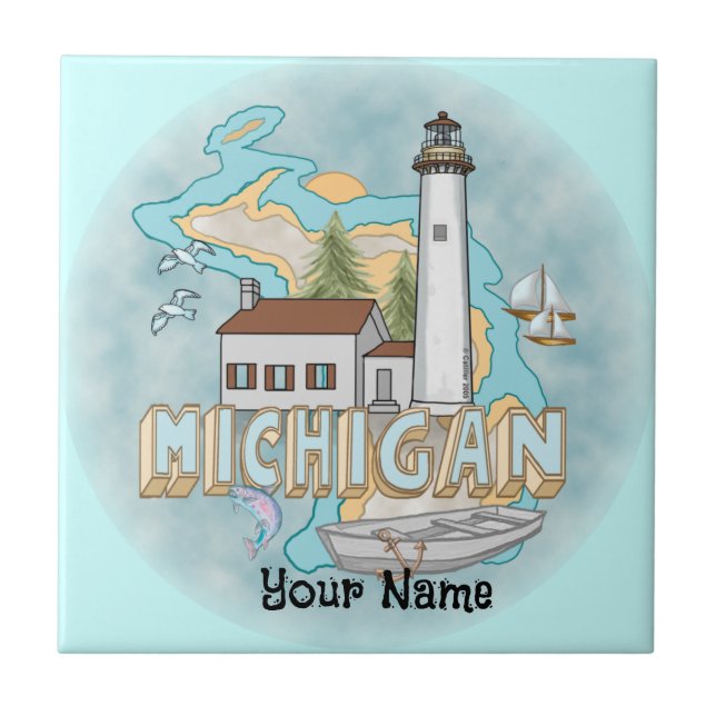 Michigan Lighthouse Fliesen (Vorderseite)
