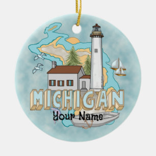 Michigan Lighthouse individuelle Name Keramik Ornament