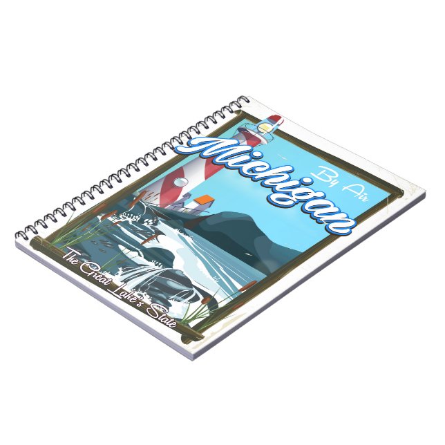 Michigan Lighthouse Reiseplakat! Notizblock (Linke Seite)