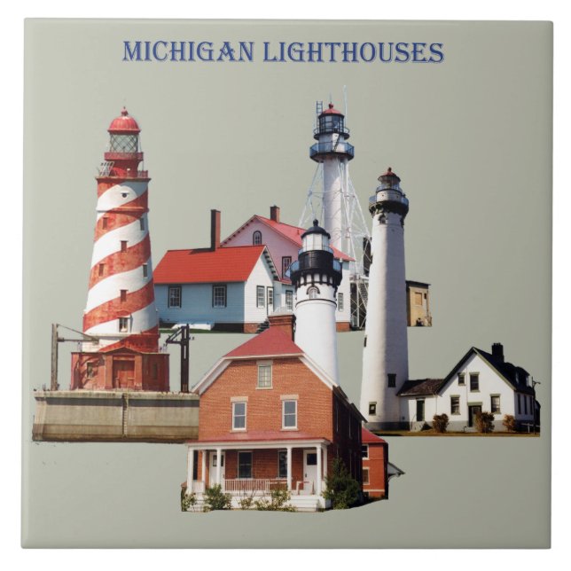 Michigan Lighthouses Fliesen (Vorderseite)