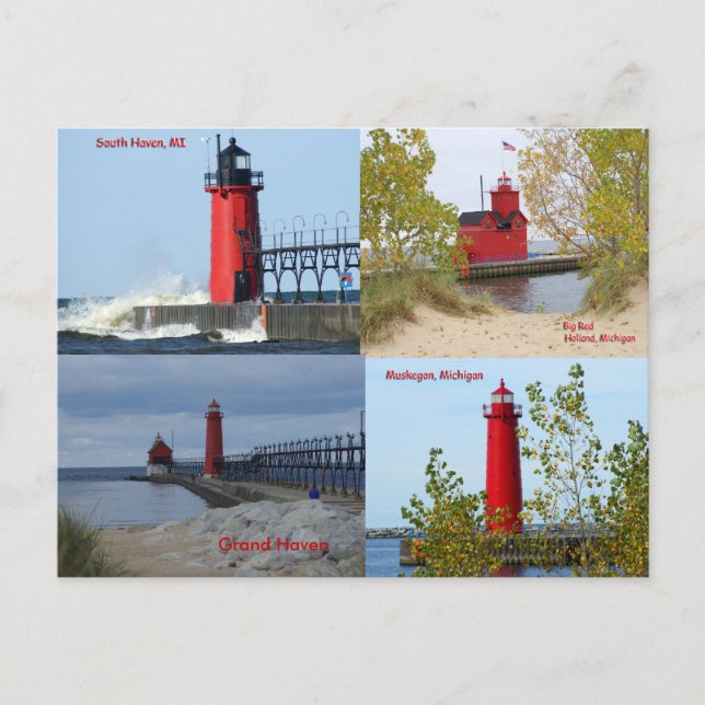Michigan Lighthouses Postkarte (Vorderseite)