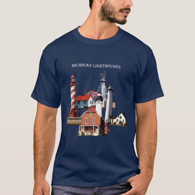 Michigan Lighthouses Shirt dunkel (Vorderseite)