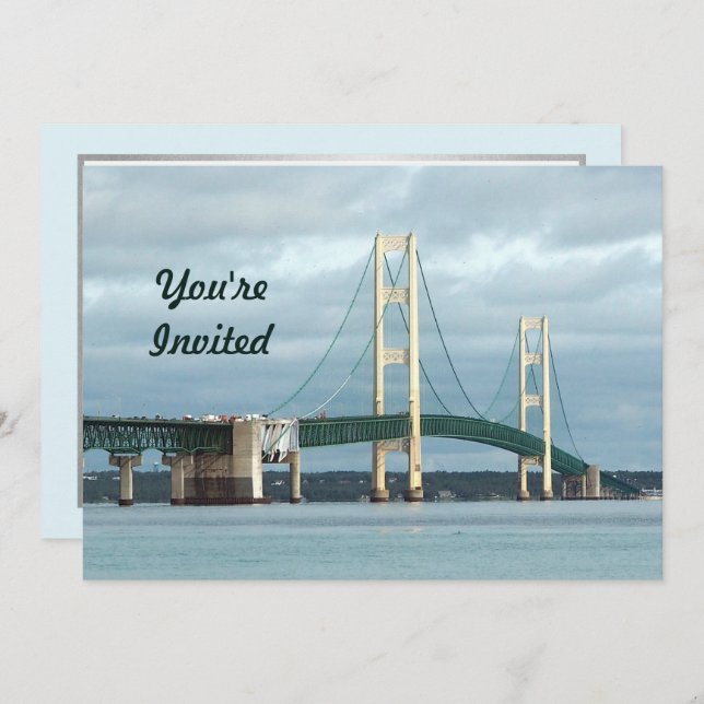 Michigan Mackinac Bridge Foto Geburtstag Einladung (Vorne/Hinten)