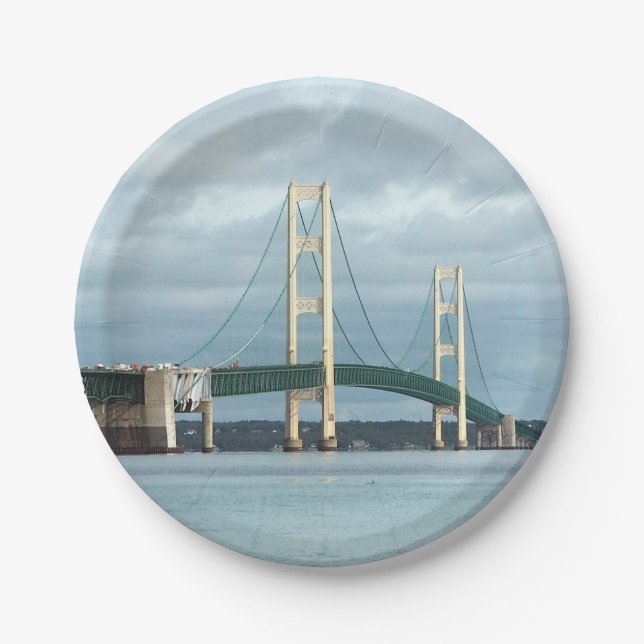 Michigan Mackinac Bridge Foto Pappteller (Vorderseite)