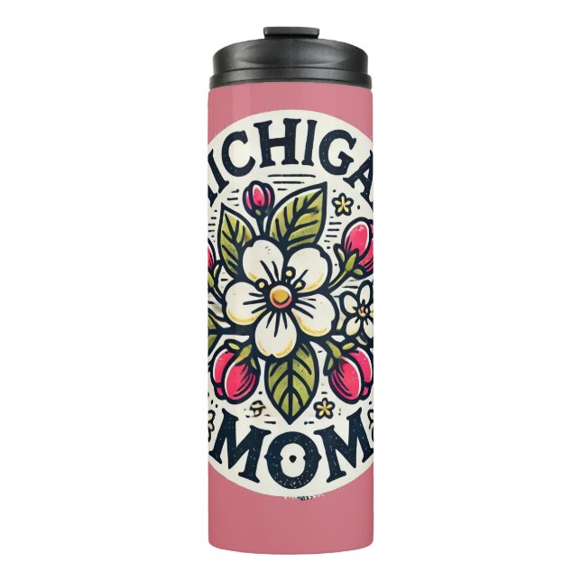 Michigan Mama Cherry Blossom Art Thermosbecher (Vorderseite)