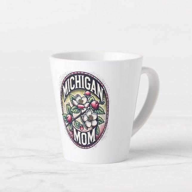 Michigan Mama Cherry Blossom Tree Staat Blume Milchtasse (Rechte Ecke)