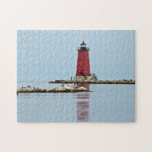 Michigan Manistique Red Lighthouse Foto Puzzle