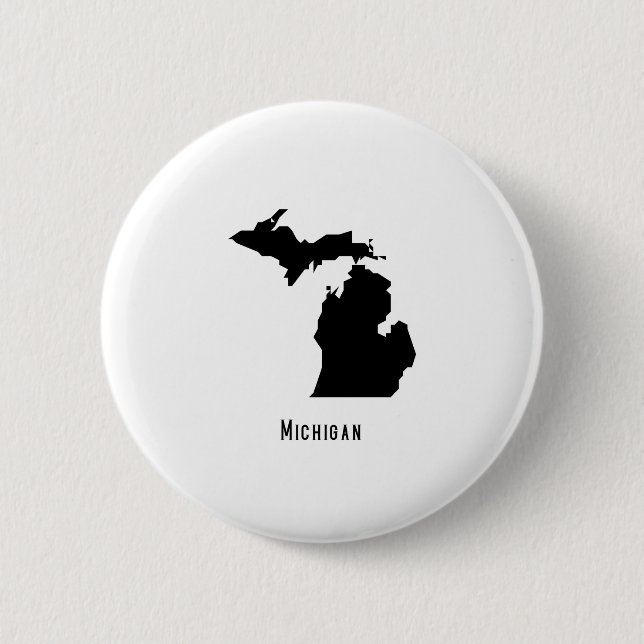Michigan Map - Schwarz-Weiß-Modern-Karte Button (Vorderseite)