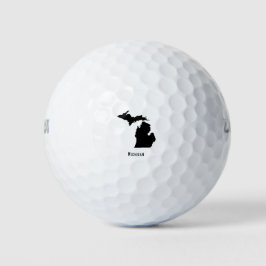 Michigan Map - Schwarz-Weiß-Modern-Karte Golfball