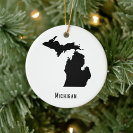 Michigan Map - Schwarz-Weiß-Modern-Karte Keramik Ornament