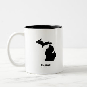 Michigan Map - Schwarz-Weiß-Modern-Karte Zweifarbige Tasse