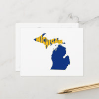 Michigan Map Shaped Word Art Wolverine Staat Blue