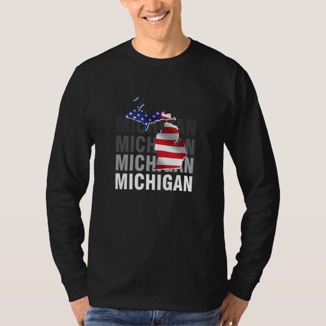 Michigan Map USA Flag T-Shirt (Vorderseite)
