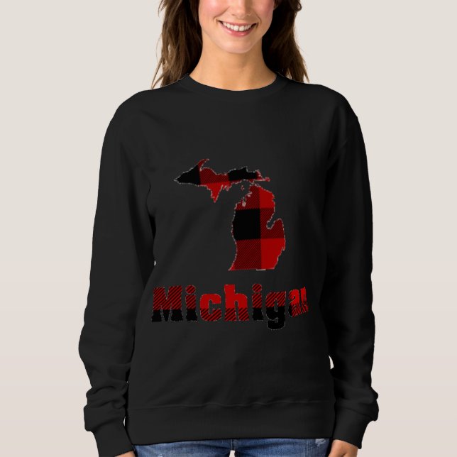 Michigan Michigander Buffalo Kariert Winter Christ Sweatshirt (Vorderseite)