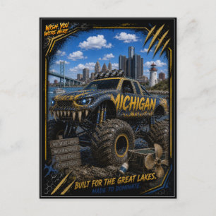 Michigan Monster Truck Gelände Kunst Postkarte