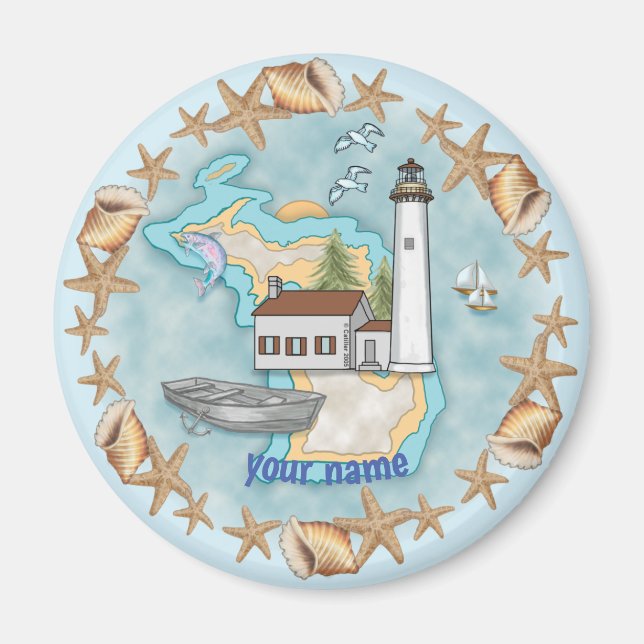 Michigan Muscheln Lighthouse-Magnet Magnet (Vorne)