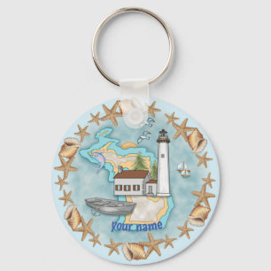 Michigan Muscheln Lighthouse Schlüsselanhänger
