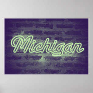 "Michigan" Neon Light Sign - Mint Choc Poster