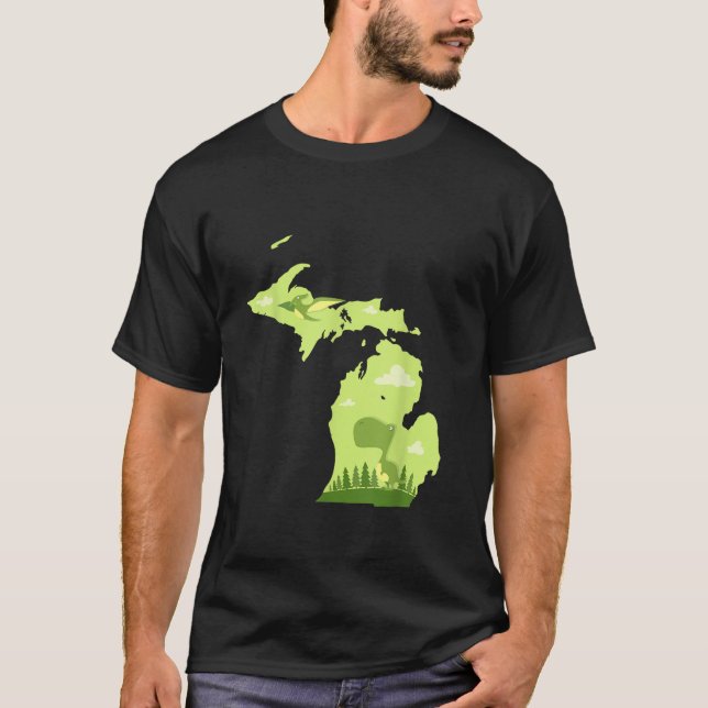 Michigan Niedlich T rex Dinosaur Staaten Kinder Ge T-Shirt (Vorderseite)