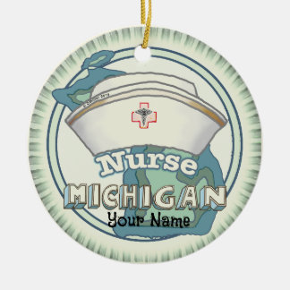 Michigan Nurse Keramik Ornament