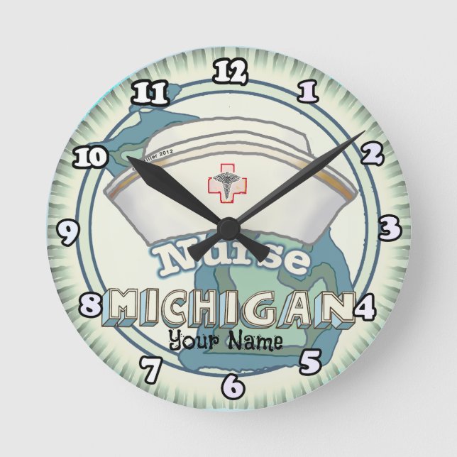 Michigan Nurse Runde Wanduhr (Vorderseite)