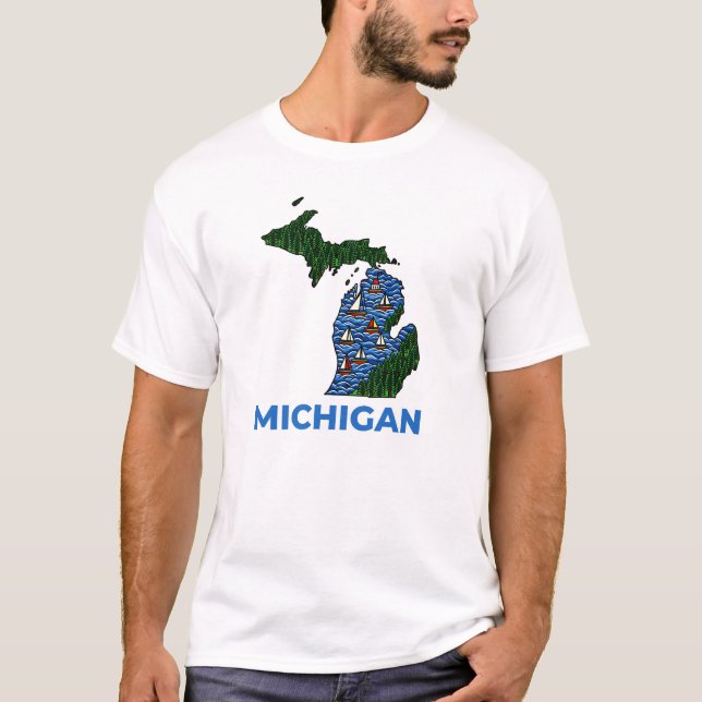 Michigan Outline Tattoo Style  T-Shirt (Vorderseite)