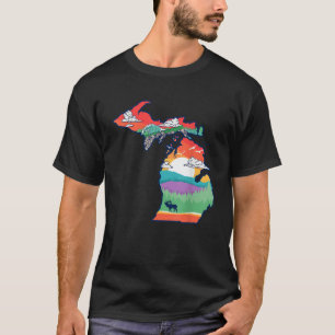 Michigan Outside Vintage Natur Illustration Artis T-Shirt