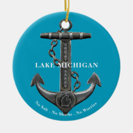 Michigan Patriotic Not leidender Ankerpirat Keramik Ornament