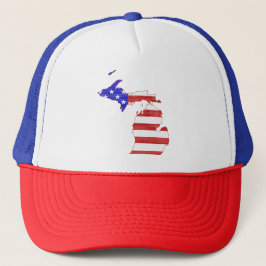 Michigan Patriotic Staat Shaped American Flag Truckerkappe