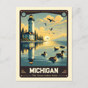 Michigan Patriotischer Geist Vintage Postkarte