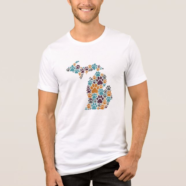 Michigan Paw Prints Bella+Leinwand Tri-Blend Shirt (Vorderseite)