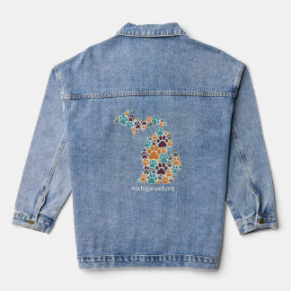 Michigan Paw Prints Denim Jean Jacket Jeansjacke