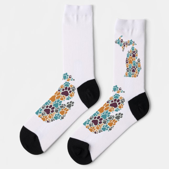 Michigan Paw Prints Premium Crew Socks Socken (Linkes Detail)